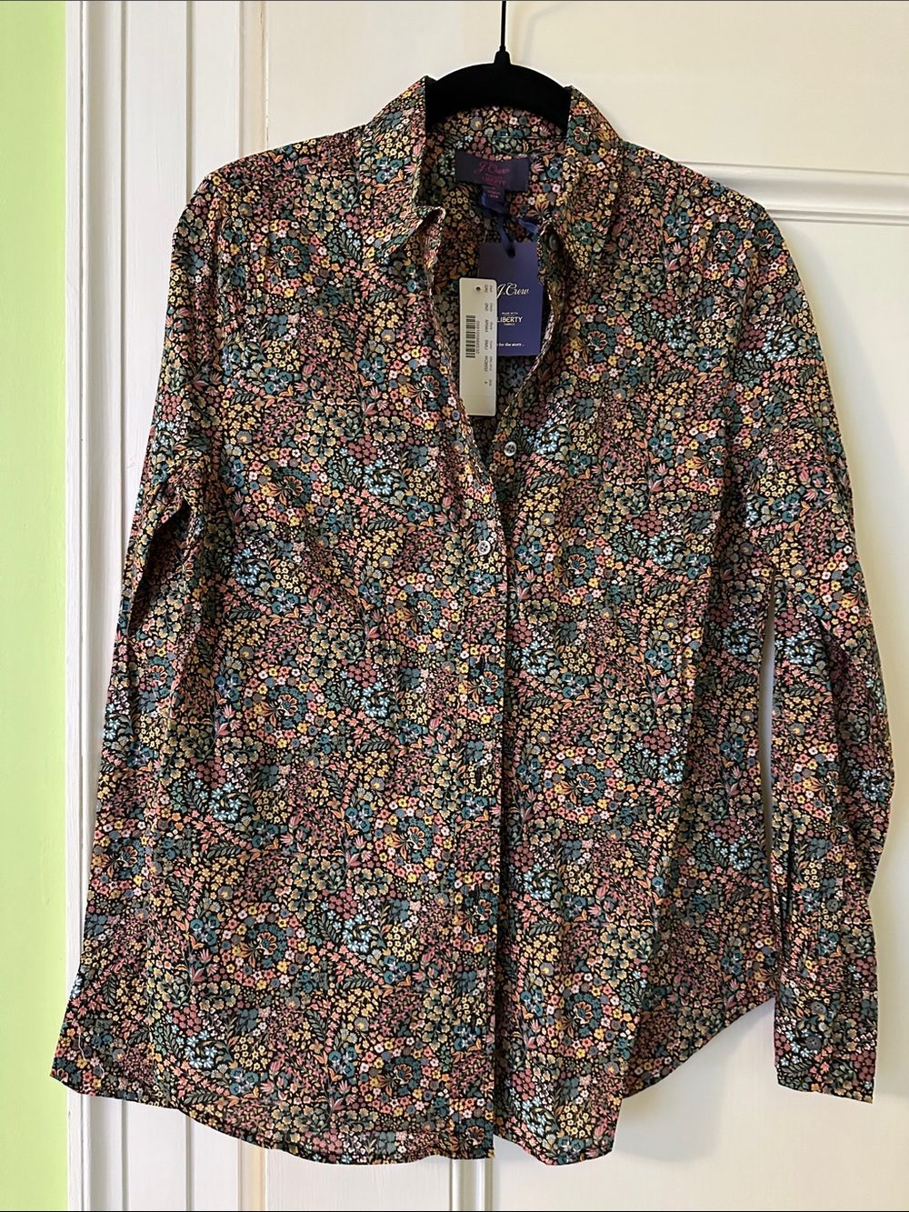 J. Crew Women’s Floral Button-Down Shirt in Black, Pink & Blue
